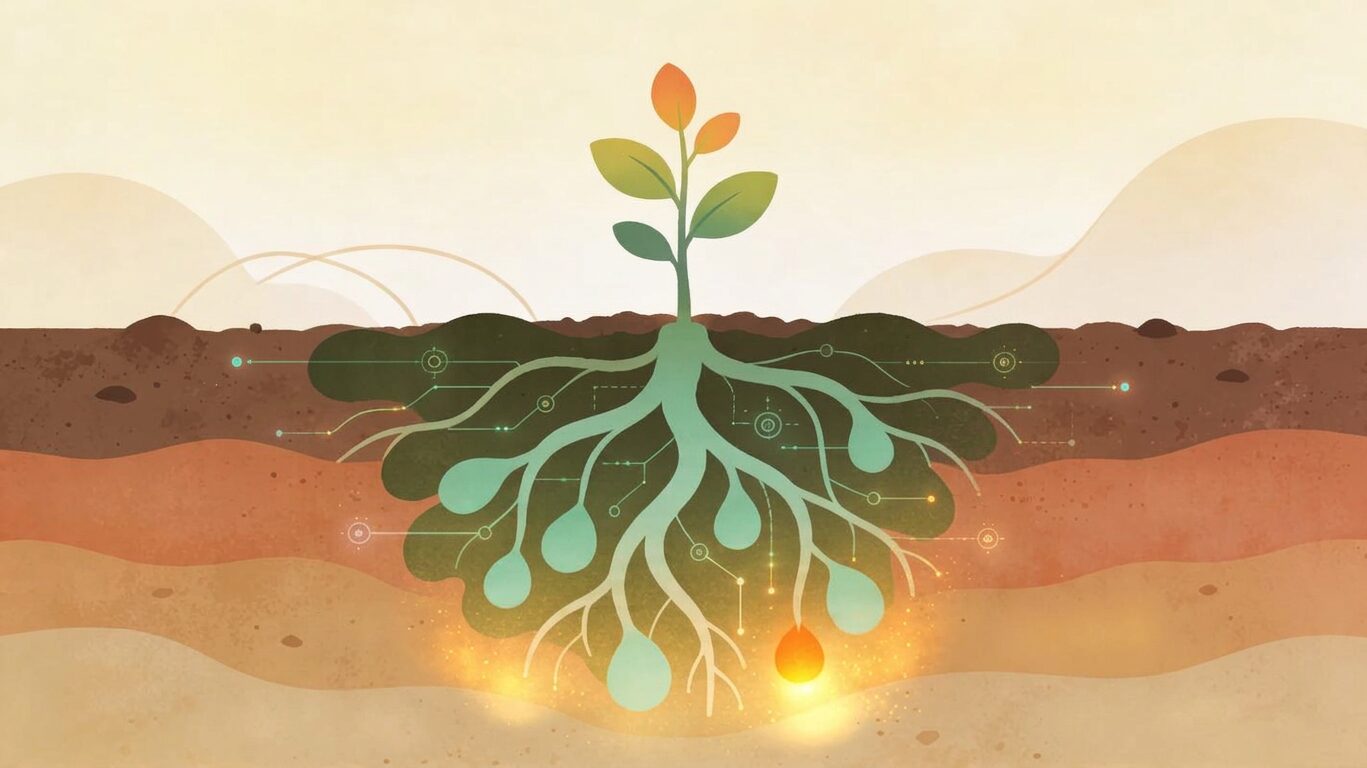 etre-visile-et-fleurir-dans-jardin-de-contenus Illustration digitale poétique et immersive : être visible et fleurir dans le jardin de contenus numérique
