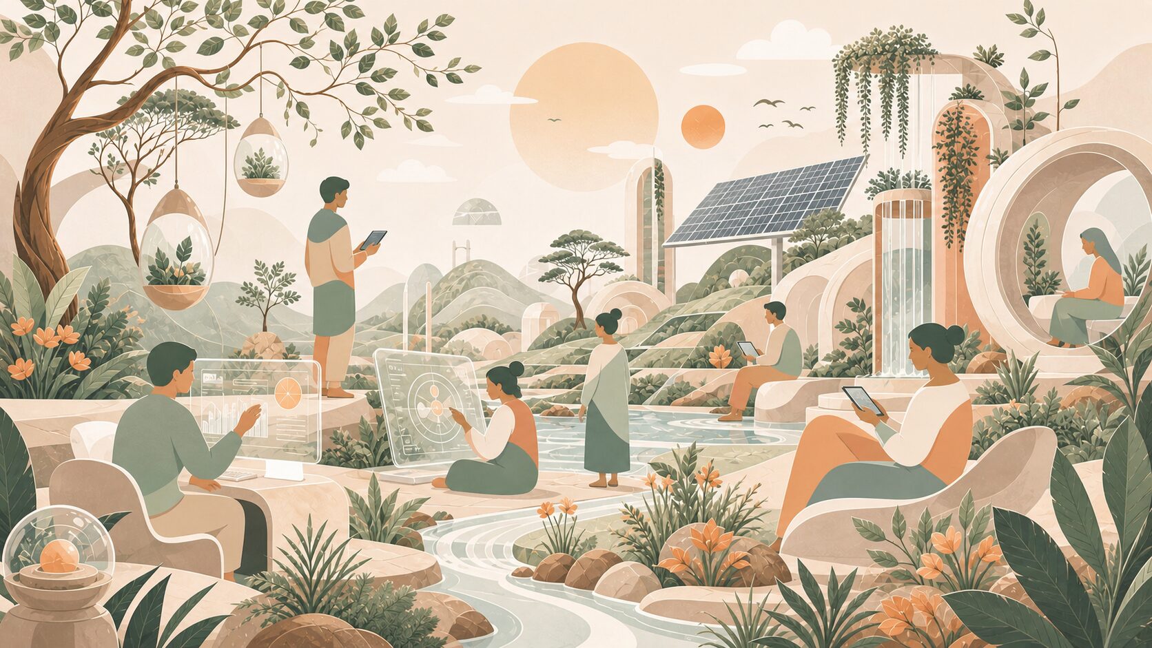 innovation-techno-numerique-respecteuse-humanite-nature Illustration digitale poétique et immersive : La technologie au service de l'humain pour avenir plus harmonieux